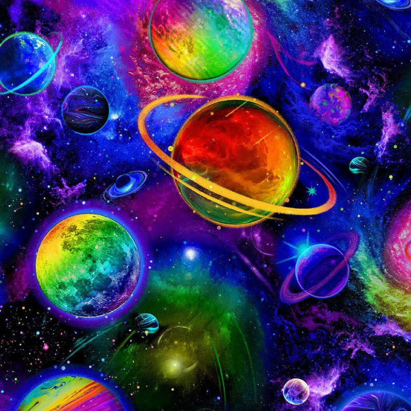 COLORFUL PLANETARY SYSTEM FABRIC