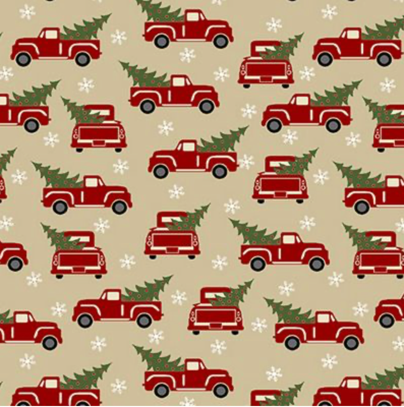 RED TRUCK HOLIDAY FLANNEL BEIGE
