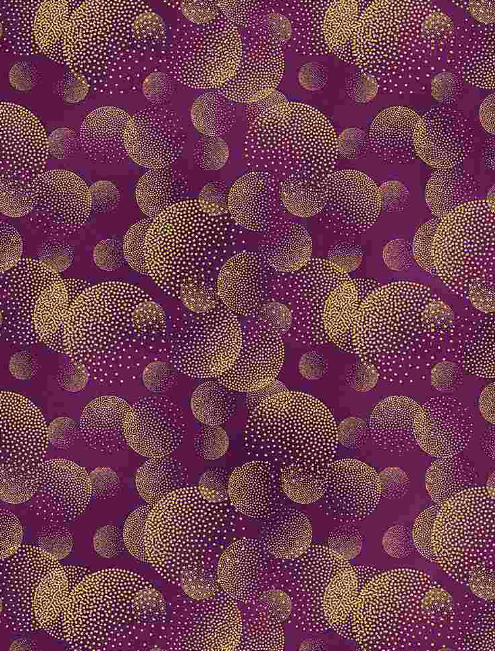 METALLIC DOTTED CIRCLE TEXTURE FABRIC - GOLD OR PURPLE